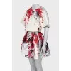 Skirt suit decorated with flowers