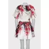Skirt suit decorated with flowers