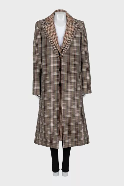 Double coat with check print