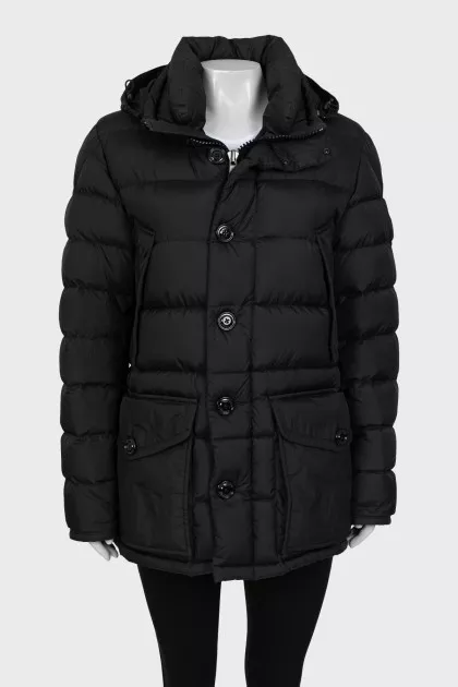Black down jacket with patch pockets