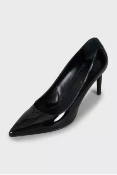 Patent leather high heel pumps