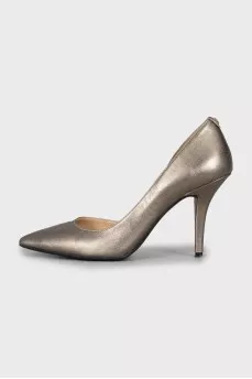 Golden leather shoes