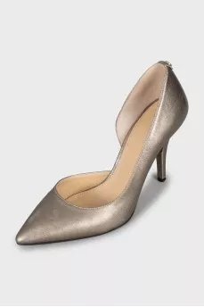 Golden leather shoes