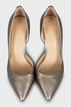 Golden leather shoes