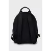Leather backpack with brand logo
