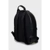 Leather backpack with brand logo