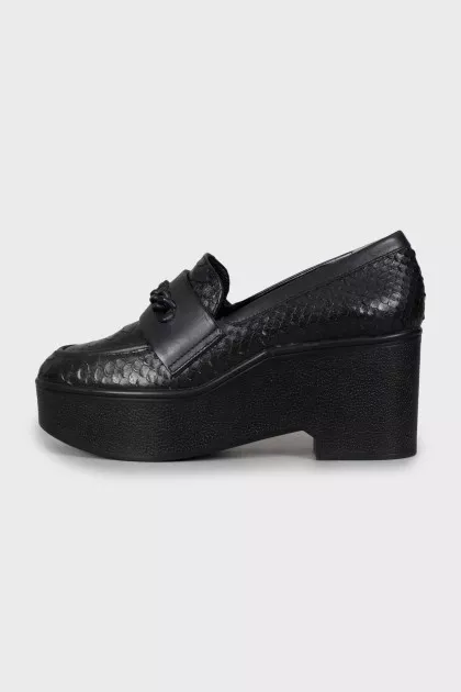 Leather loafers with high platform