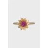 Gold ring with pink rhinestones