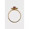 Gold ring with pink rhinestones