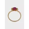 Gold ring with pink rhinestones