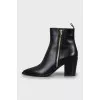 Leather ankle boots with stacked heels