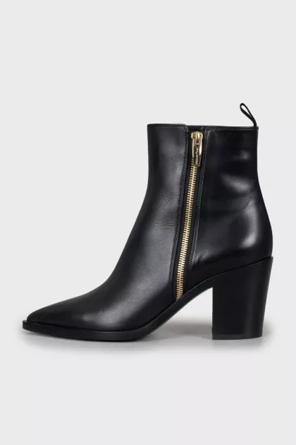 Leather ankle boots with stacked heels