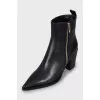 Leather ankle boots with stacked heels