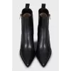Leather ankle boots with stacked heels