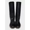 Leather boots with embossed print