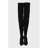 Suede over the knee boots with a figured heel