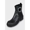 Leather boots with a massive sole