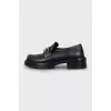 Leather loafers with canvas inserts