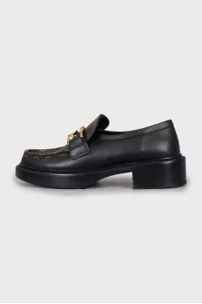 Leather loafers with canvas inserts