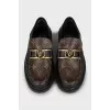 Leather loafers with canvas inserts