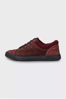 Burgundy suede sneakers