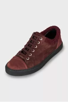 Burgundy suede sneakers