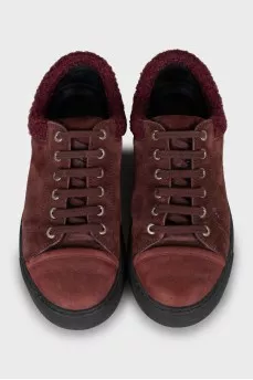 Burgundy suede sneakers