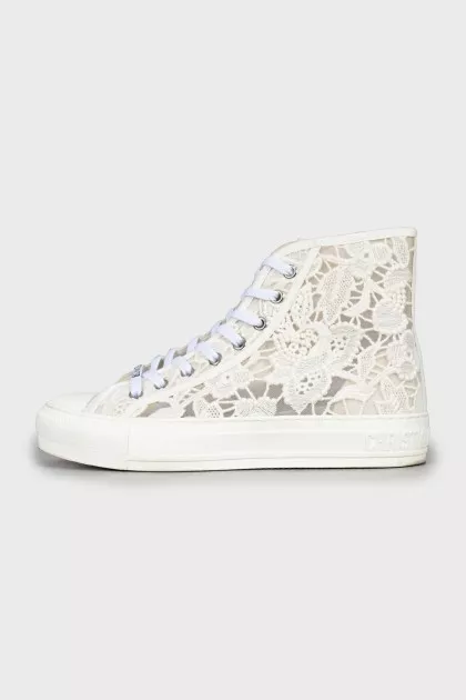 White sneakers with floral pattern