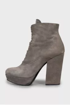 Grey suede lace up ankle boots