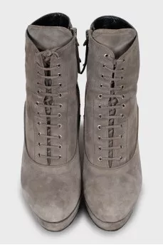 Grey suede lace up ankle boots