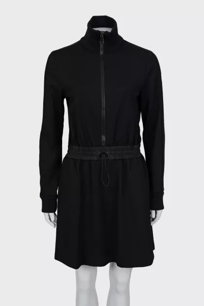 Black dress with zip and tag