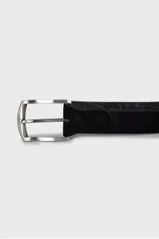 Men's belt made of suede and leather