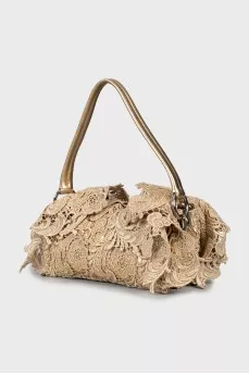 Golden leather bag