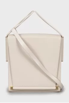 Beige leather shoulder bag