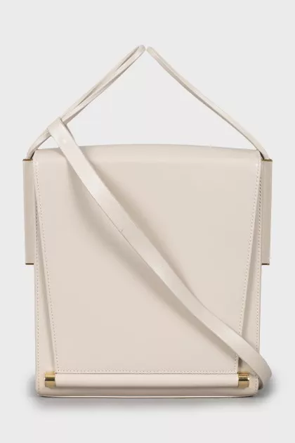 Beige leather shoulder bag
