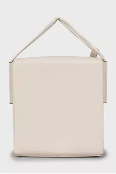 Beige leather shoulder bag
