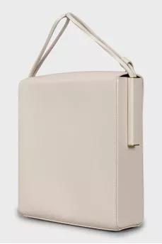Beige leather shoulder bag