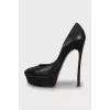 Leather high heels
