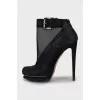 Suede ankle boots with mesh inserts