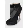 Suede ankle boots with mesh inserts