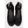 Suede ankle boots with mesh inserts