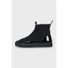 Leather boots with textile upper