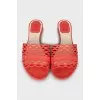 Leather flip flops with perforation