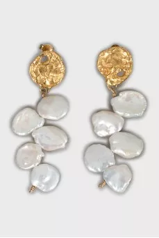 Golden Faux Pearl Earrings