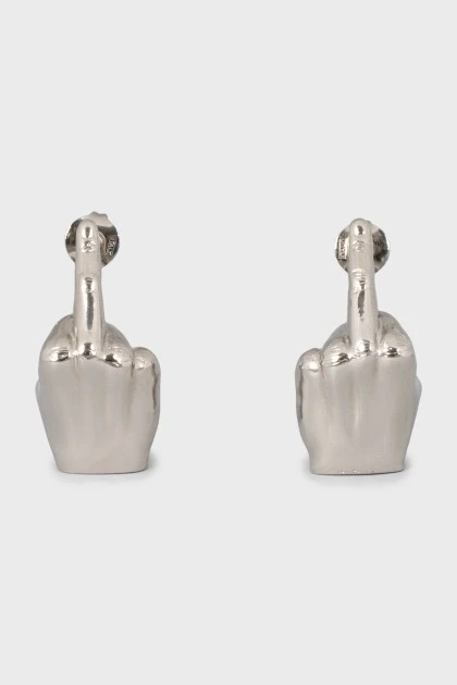 Silver earrings with tag