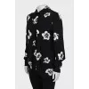 Black and white floral print blouse