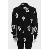 Black and white floral print blouse