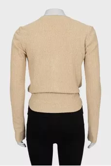 Beige ribbed cardigan