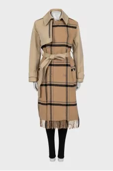 Combination coat with a checkered print