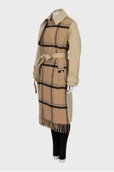 Combination coat with a checkered print